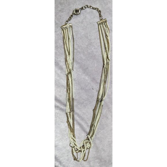 Gold And White Multilayer Chain Necklace - Picture 9 of 9